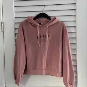 H&M Pink Cropped Hoodie Sweatshirt Long Sleeve